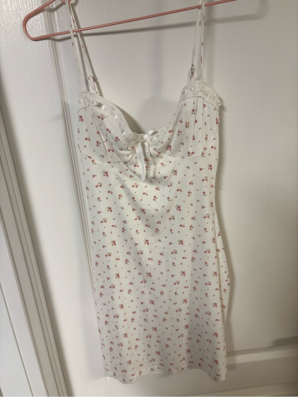 Windsor White Slip Dress with Pink Floral Print